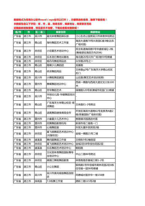 2020新版广东省湛江市街舞工商企业公司商家名录名单黄页联系电话号码地址大全157家