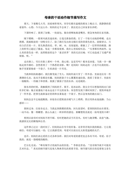 母亲的干活动作细节描写作文