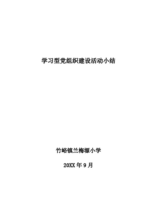 学习型党组织建设活动小结