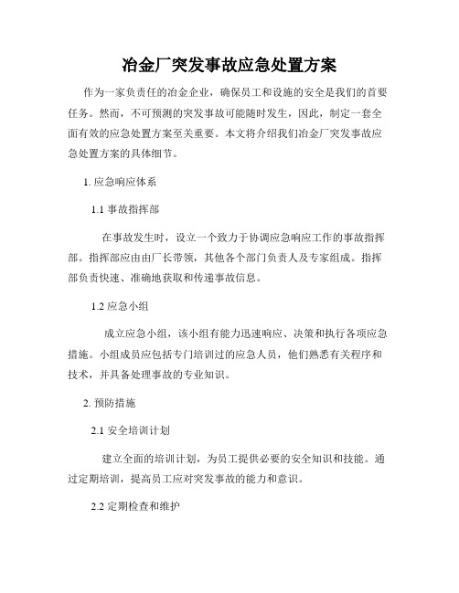 冶金厂突发事故应急处置方案