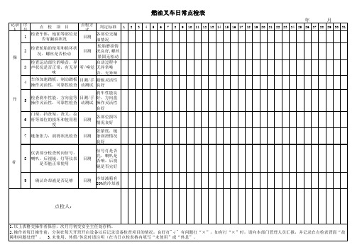 燃油叉车日常点检表