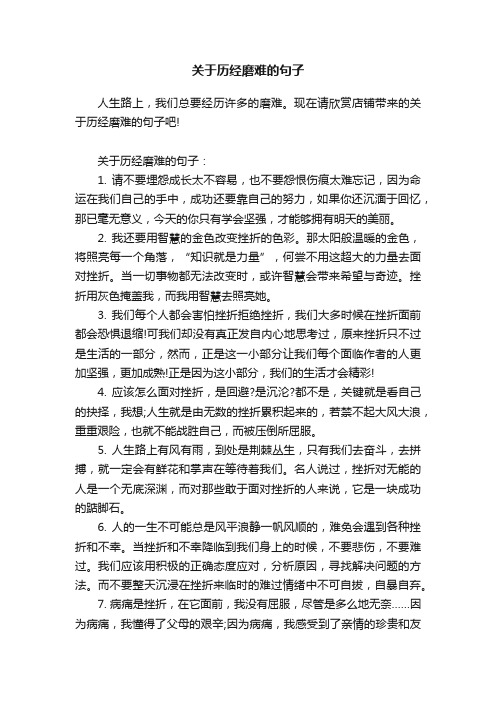 关于历经磨难的句子