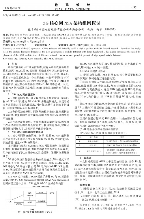 5g核心网nsa架构组网探讨