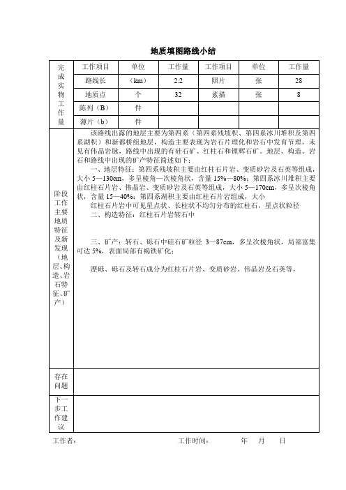 地质填图路线小结