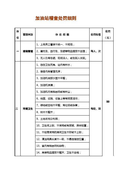 加油站稽查处罚细则