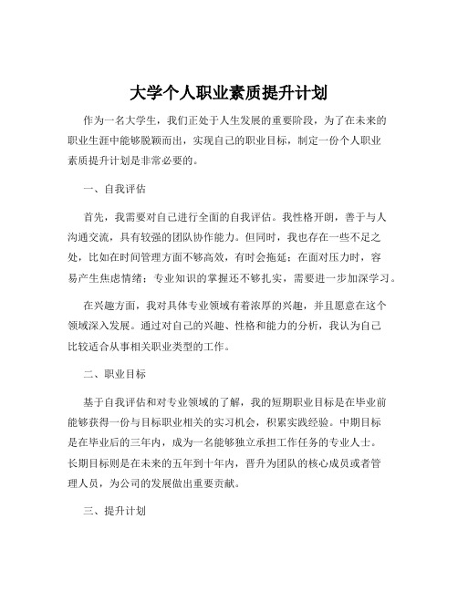 大学个人职业素质提升计划