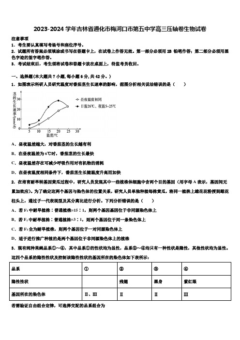 2023-2024学年吉林省通化市梅河口市第五中学高三压轴卷生物试卷含解析