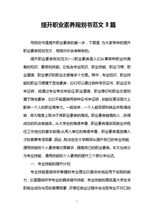 提升职业素养规划书范文3篇