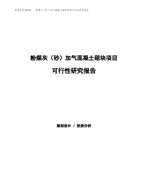 (立项备案申请模板)粉煤灰(砂)加气混凝土砌块项目可行性研究报告参考范文