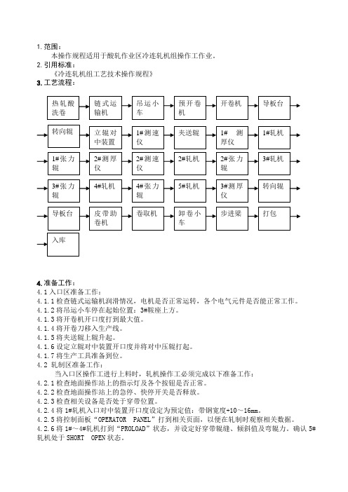 冷轧机组工艺技术操作规程