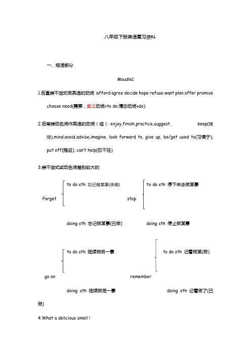 初中外研版八年级下册英语复习资料(词组全)