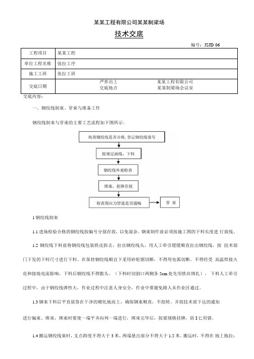 桥梁工程张拉工序技术交底书