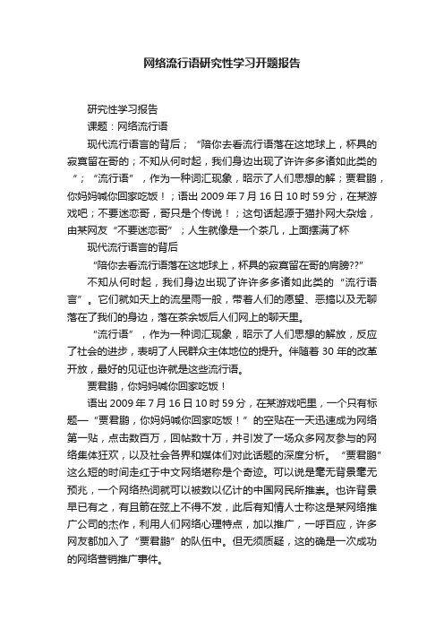 网络流行语研究性学习开题报告