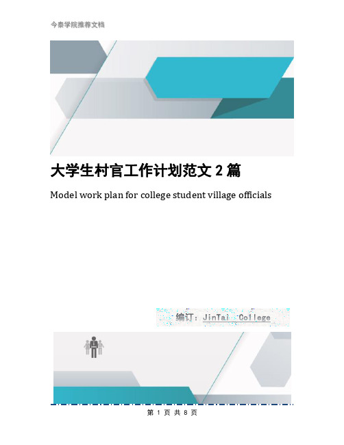 大学生村官工作计划范文2篇