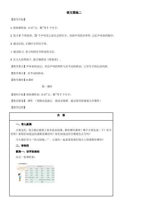 一年级语文教案 语文园地二(省一等奖)