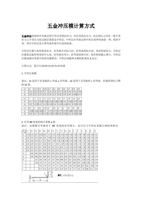 五金冲压模计算方式