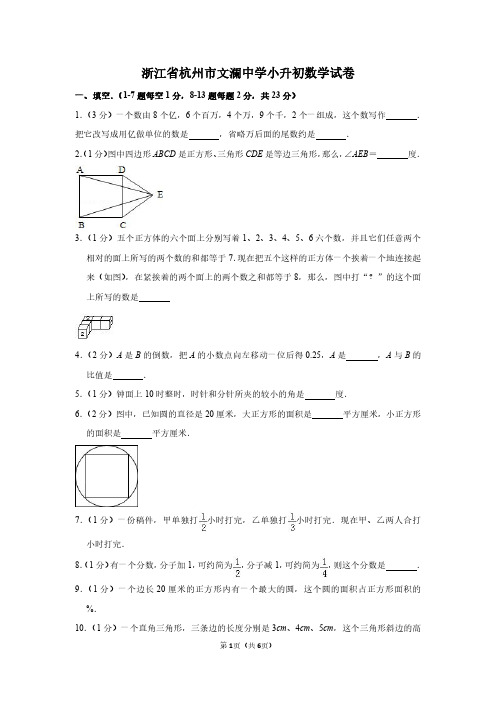 小学毕业升学考试试卷精选