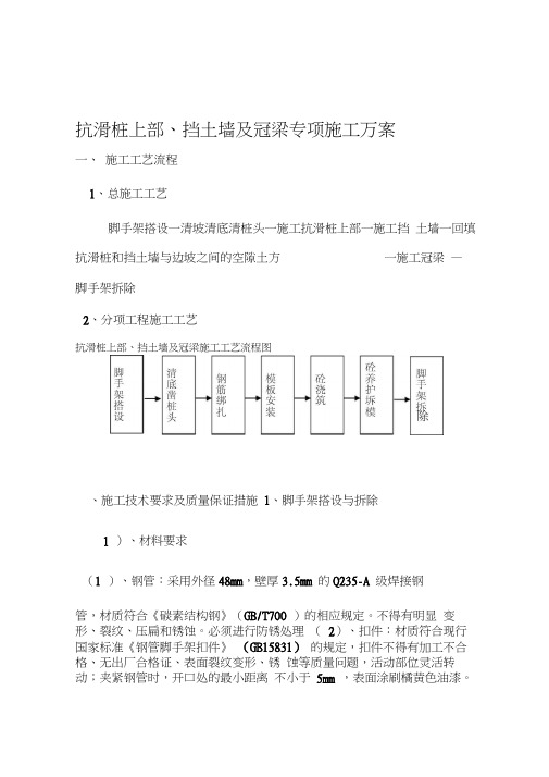 抗滑桩上部、挡土墙及冠梁专项施工方案