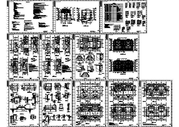 某小区联排别墅设计建筑CAD施工方案图纸