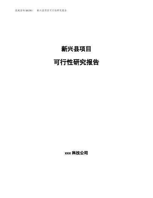 新兴县项目可行性研究报告