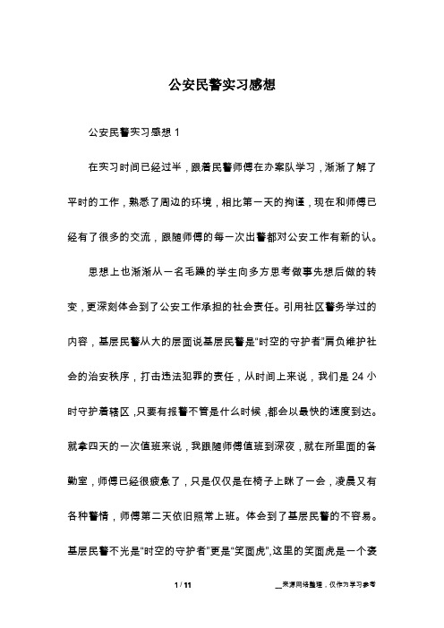 公安民警实习感想