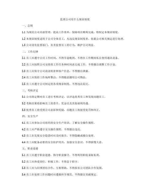 监理公司有什么规章制度