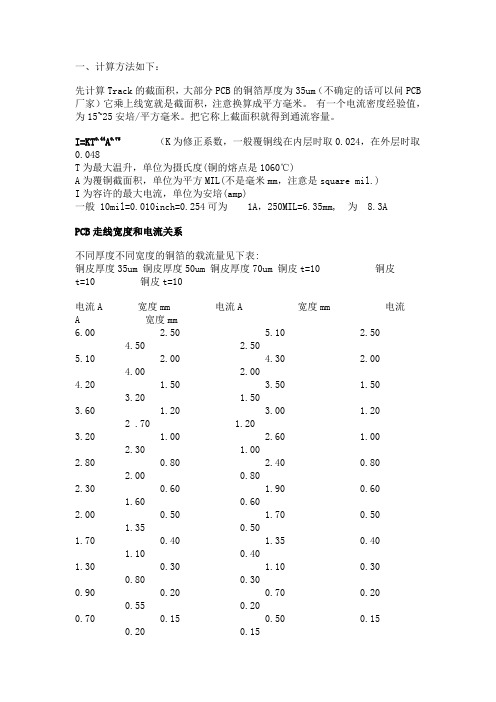 PCB版的线宽与电流之间的关系