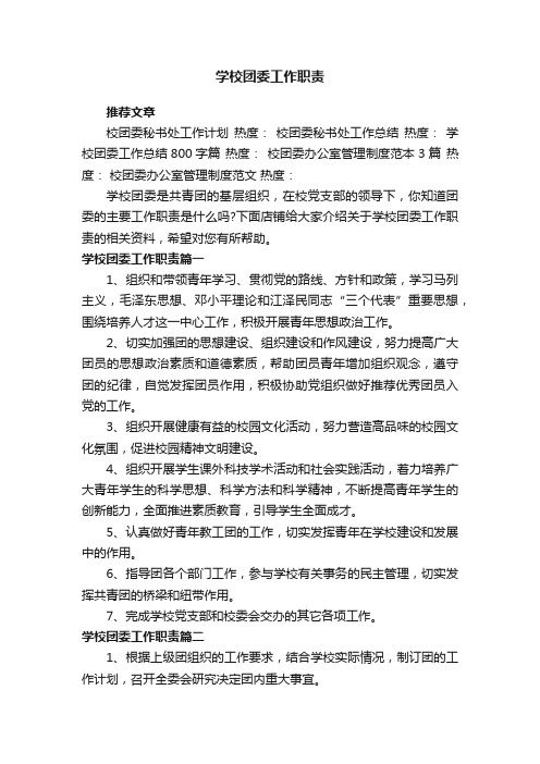 学校团委工作职责