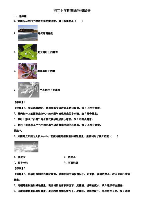 ∥3套精选试卷∥2018年永州市八年级上学期期末复习能力测试物理试题