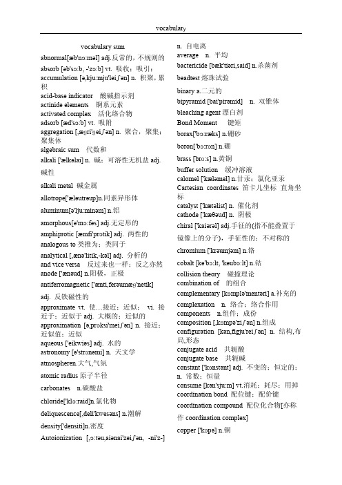 Vocabulary-词汇表