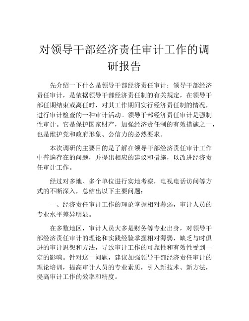 对领导干部经济责任审计工作的调研报告