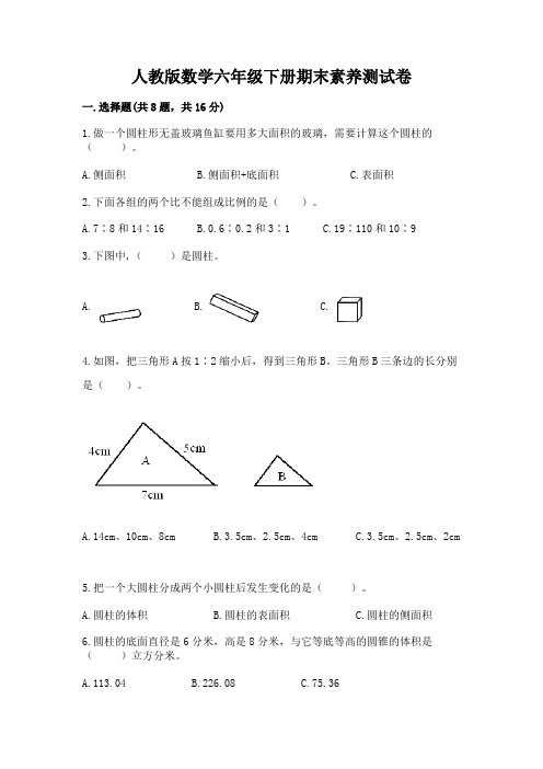 人教版数学六年级下册期末素养测试卷及完整答案一套