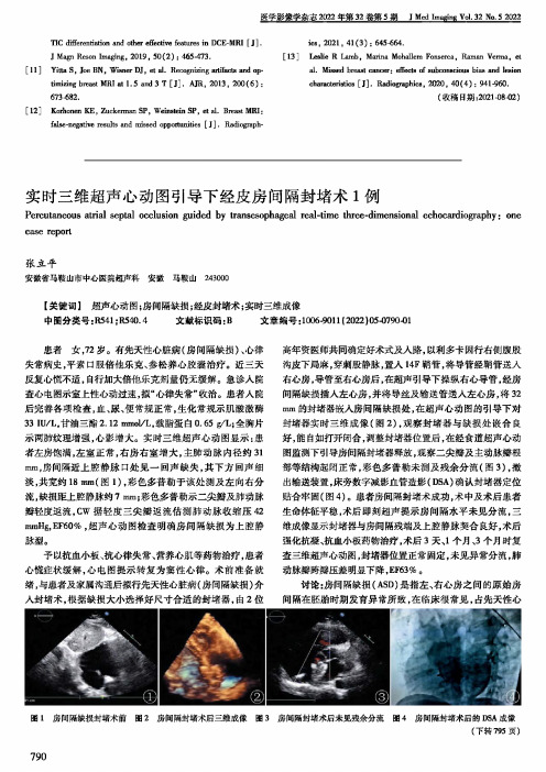 实时三维超声心动图引导下经皮房间隔封堵术1例