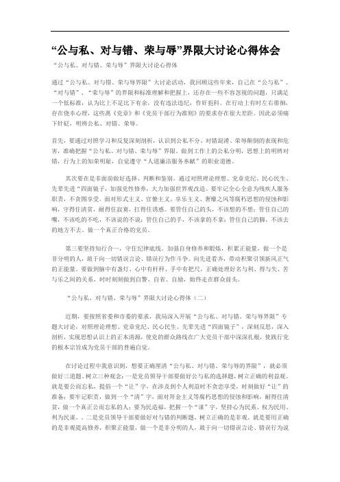 “公与私、对与错、荣与辱”界限大讨论心得体会