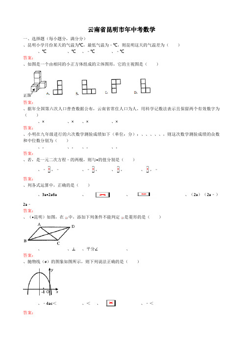 2011云南昆明中考数学试题