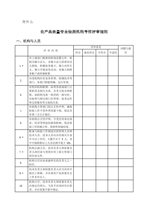 农产品质量安全检测机构考核评审细则