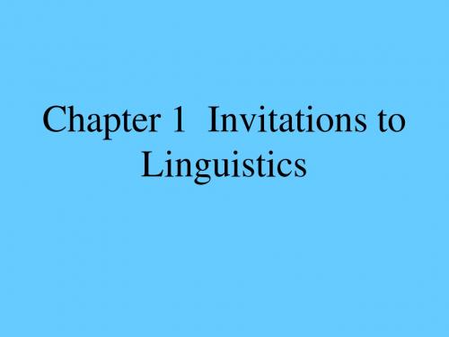 Chapter 1 Invitations to Linguistics 1