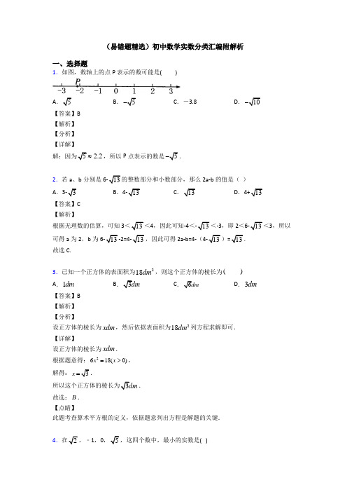 (易错题精选)初中数学实数分类汇编附解析