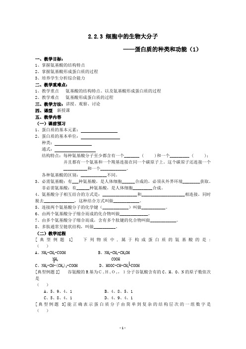 2.2.3《细胞中的生物大分子》教案(苏教版必修一)