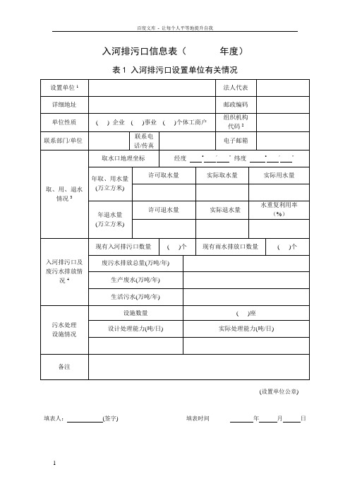 入河排污口信息(空表)20130206