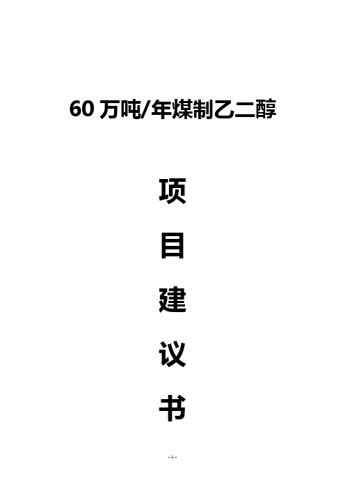 60万吨年煤制乙二醇项目建议书