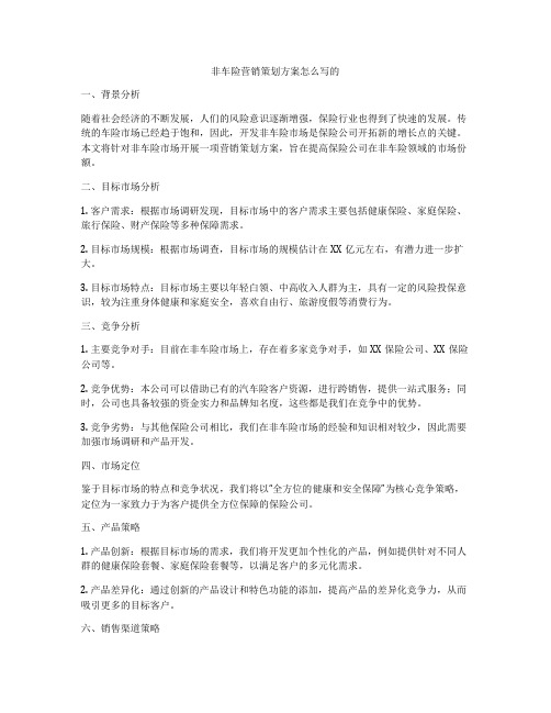 非车险营销策划方案怎么写的