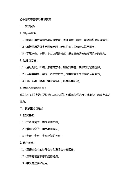 初中语文字音字形复习教案