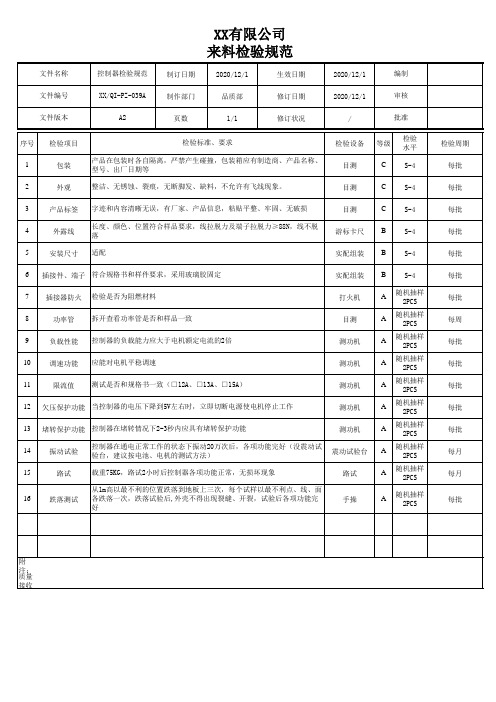 控制器检验规范