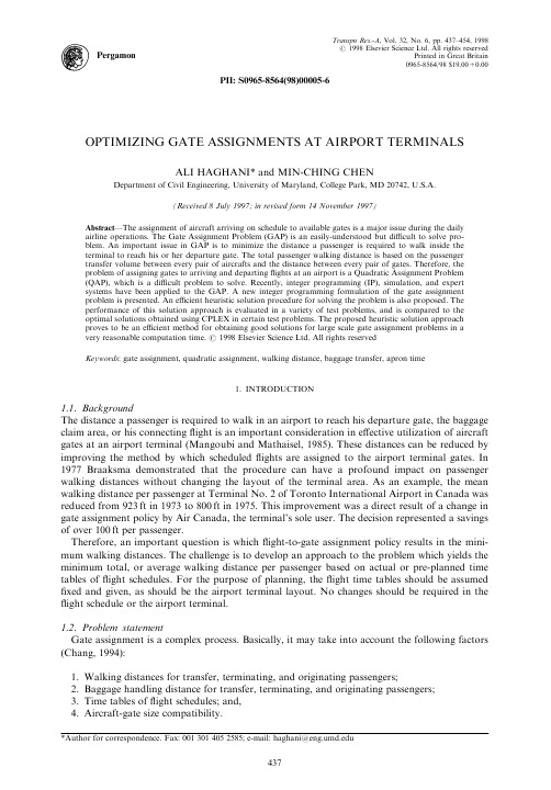 OPTIMIZING GATE ASSIGNMENTS AT AIRPORT TERMINALS