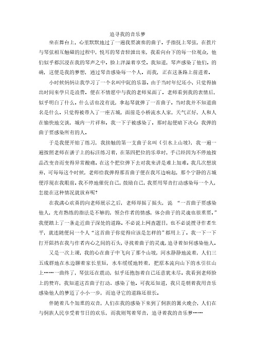 优秀初中作文(600、800字) 追寻我的音乐梦