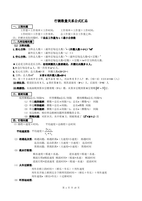 公务员事业编考试行测数量关系公式汇总