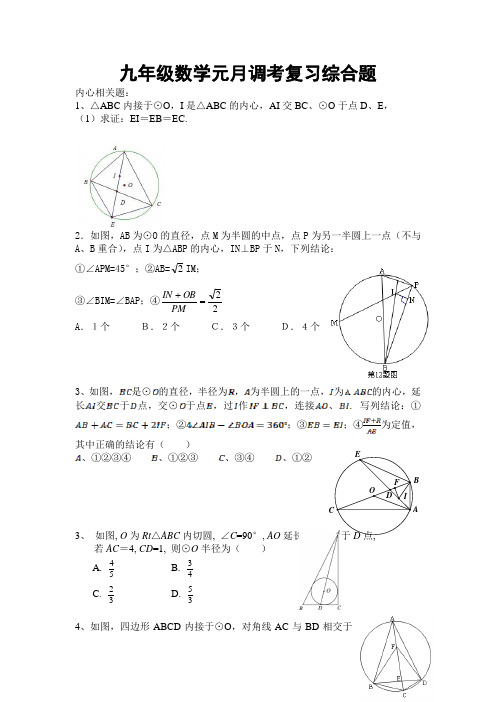 九年级数学元月调考复习综合题