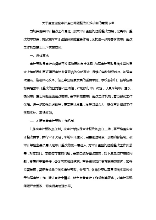 关于建立健全审计查出问题整改长效机制的意见.pdf