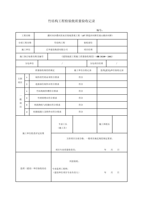 园林绿化工程检验批质量验收记录表